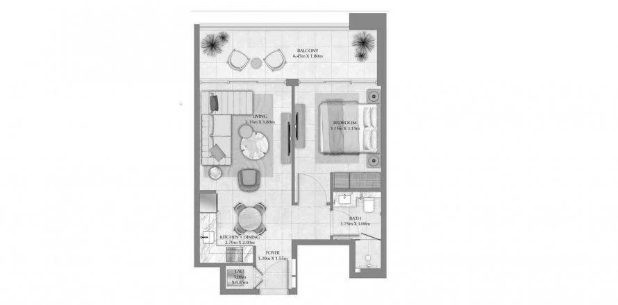 Business Bay, Dubai, BAE’de daire 1 yatak odası, 60.51 m² No 379892