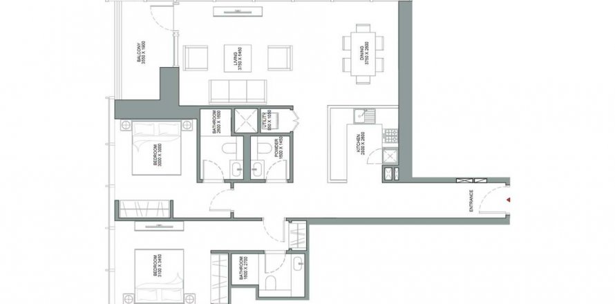 Lakás a The Element at Sobha One lakóparkban itt: Mohammed Bin Rashid City, Dubai, EAE, 2 hálószoba, 119.25 m², azonosító: 580121