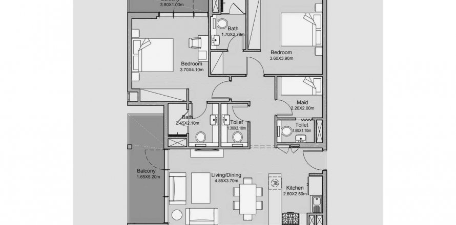 Apartman u MILLENNIUM TALIA RESIDENCES u gradu Al Furjan, Dubai, UAE 2 spavaće sobe, 104.57 m2 Br. 287605