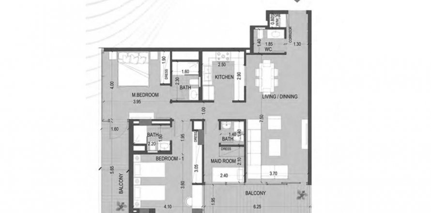 Apartemen di Celia Gardens di Nadd Al Sheba, Dubai, UEA 2 kamar tidur, 127.09 m2 nomor 576740