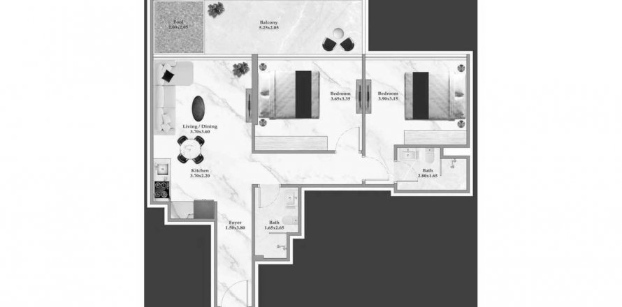 Apartamento em Dubai Silicon Oasis, Dubai, EAU 2 quartos, 78.63 m2 № 580647