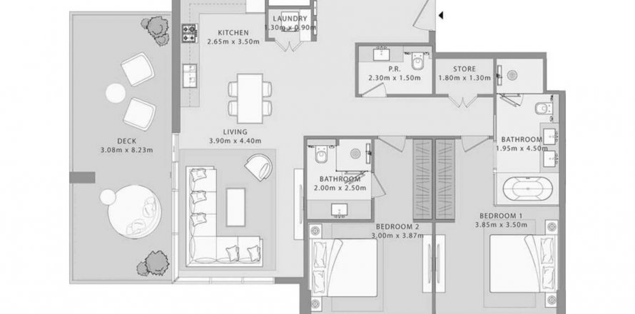 Lakás az UNO LUX by WOW Resorts lakóparkban itt: Al Marjan Island, Ras Al Khaimah, EAE, 2 hálószoba, 135.47 m², azonosító: 580101