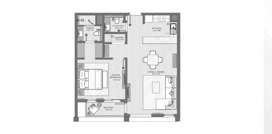 Floor plan «TYPE 1A BUILBING A», 1 bedroom, in TERRAZZO