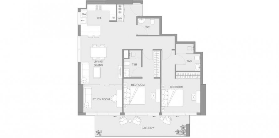 Пәтер LUM1NAR Tower 2, Jumeirah Village Triangle, Дубай, БАӘ-да 2 жатын бөлмелер, 118.07 м² № 570470