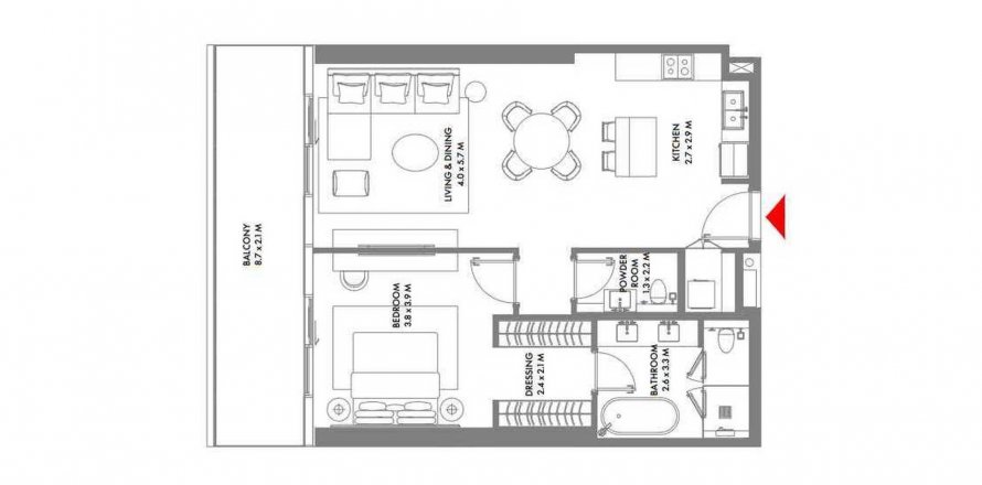 Квартира в W Residences Dubai Harbour Tower 2 в Дубай Марина, ОАЭ 1 спальня, 97.3м2 № 577157