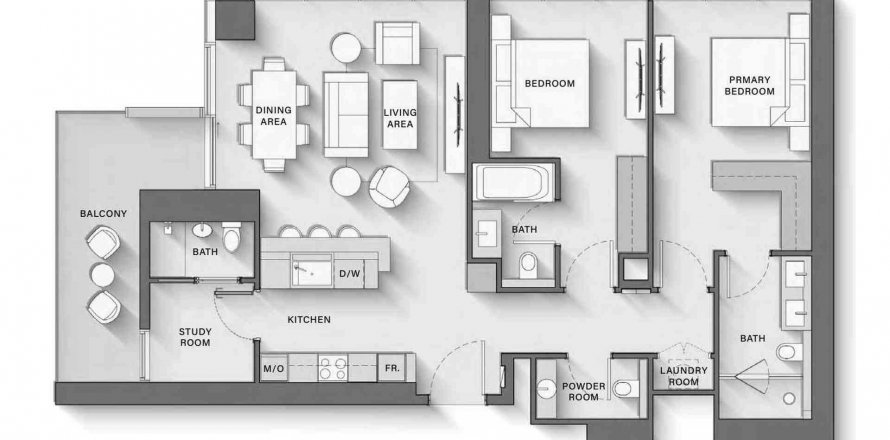 Apartemen di The Highgrove di Nadd Al Sheba, Dubai, UEA 2 kamar tidur, 113.9 m2 nomor 544631