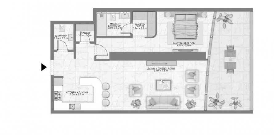 Apartment AL HABTOOR TOWER i Business Bay, Dubai, UAE 1 soveværelse, 106.1 kvm № 398499