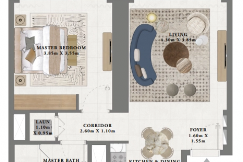 Huoneisto Ras Al Khor, Dubai, Arabiemiraatit 1 makuuhuone, 70 m2 № 610792 - kuva 11