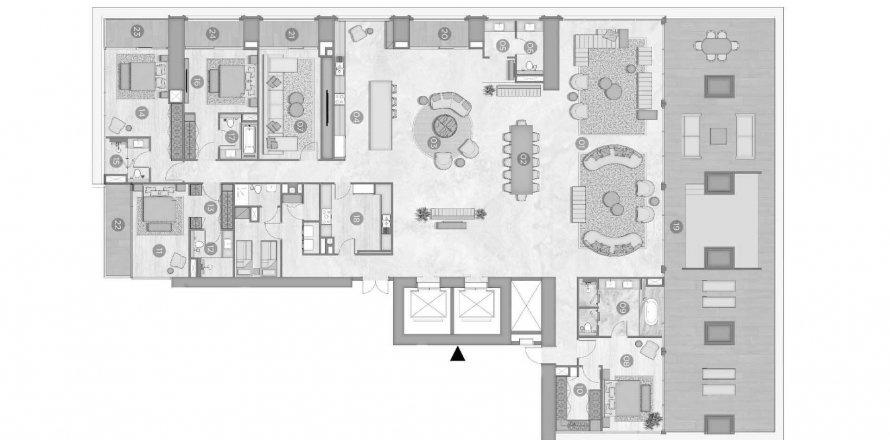 Penthouse lakás «4BR» alaprajz, 4 hálószoba a RIXOS RESIDENCES
