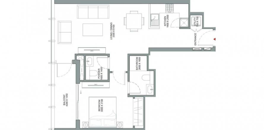 Lägenhet SOBHA ONE i Mohammed Bin Rashid City, Dubai, UAE 1 sovrum, 67.76 kvm Nr. 580117