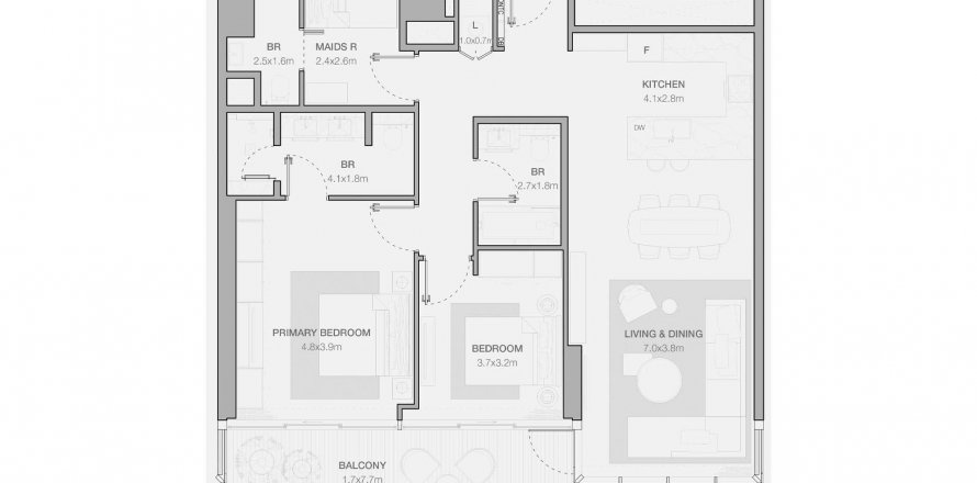 DIFC、Dubai、UAEにあるマンション 2ベッドルーム、127.56 m2 No603756