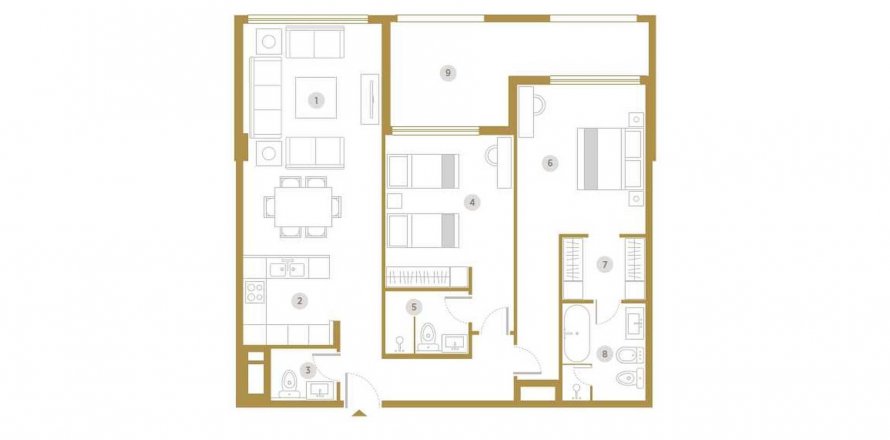 Floor plan «2BR», 2 bedrooms, in AVENUE RESIDENCE 4