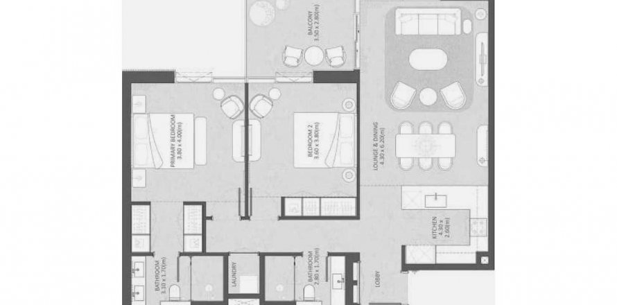 Apartman u District One Naya Residences u Meydan, Dubai, UAE 102.11 m2, 2 spavaćih soba Br. 582275