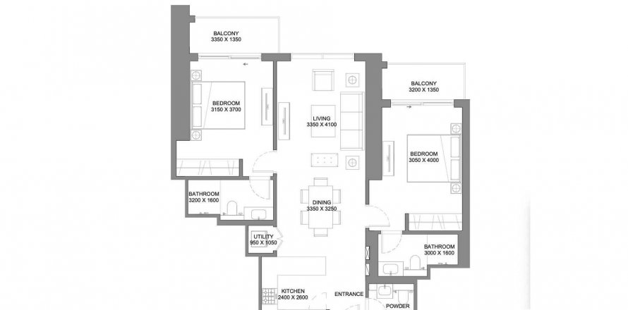 شقة 360 RIVERSIDE CRESCENT في Nadd Al Sheba، دبي 2 غرفة نوم ، 102.02 متر مربع . ر قم 372460