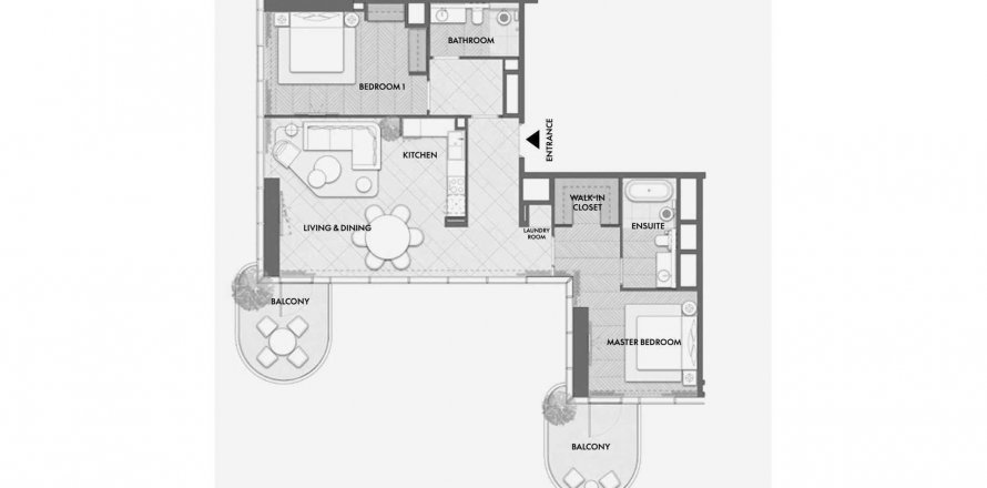 Apartmán v W Residences JLT v Jumeirah Lake Towers, Dubai, SAE 2 spálne, 136.1 m2 č. 550989