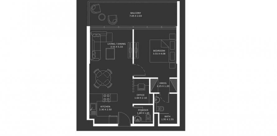 Leilighet SAMANA CALIFORNIA i Maritime City, Dubai, Emiratene 1 soverom, 68.89 kvm nr. 338821