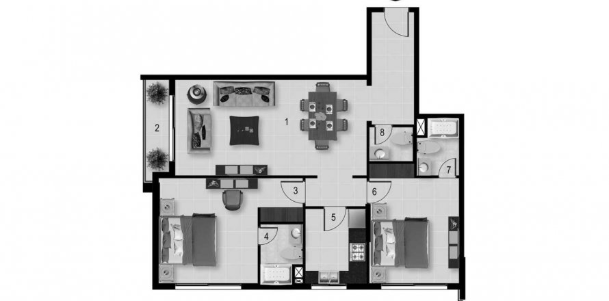 Apartament în Dubai Land, Dubai, EAU 2 dormitoare, 117.6 mp. №568821