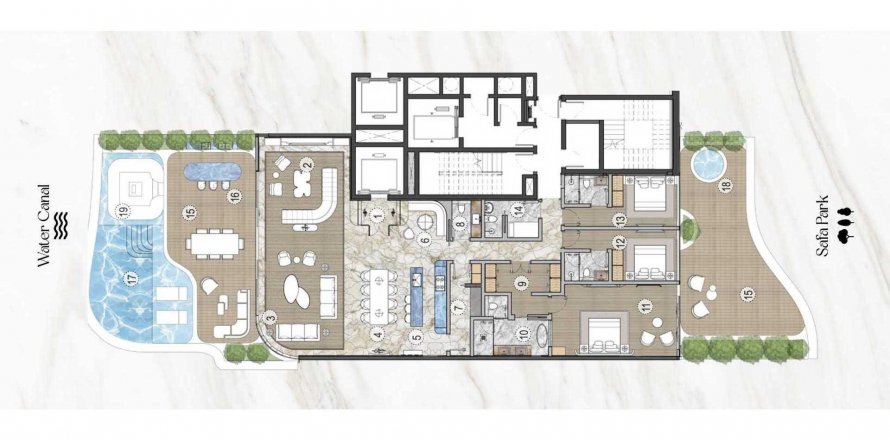 Penthouse u CASA CANAL u gradu Al Safa, Dubai, UAE 3 spavaće sobe, 429.21 m2 Br. 423108