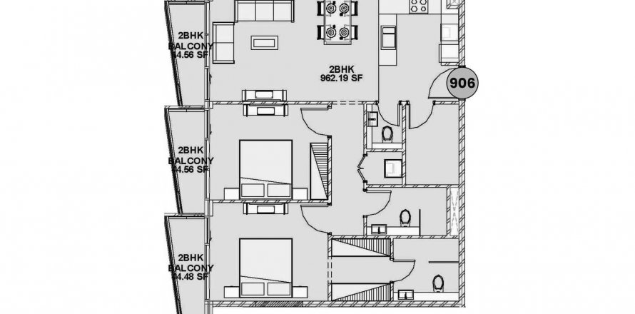 Apartament w Jumeirah Village Circle, Dubai, ZEA 2 sypialnie, 100.89 mkw. nr 360034