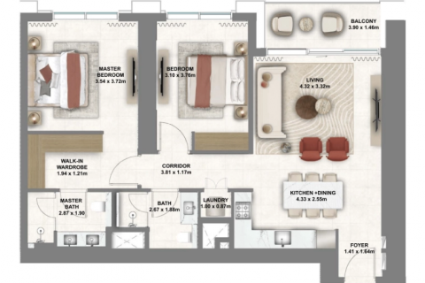 Wohnung zum Verkauf in Dubai, VAE 2 Schlafzimmer, 106 m2 Nr. 633181 - Foto 13