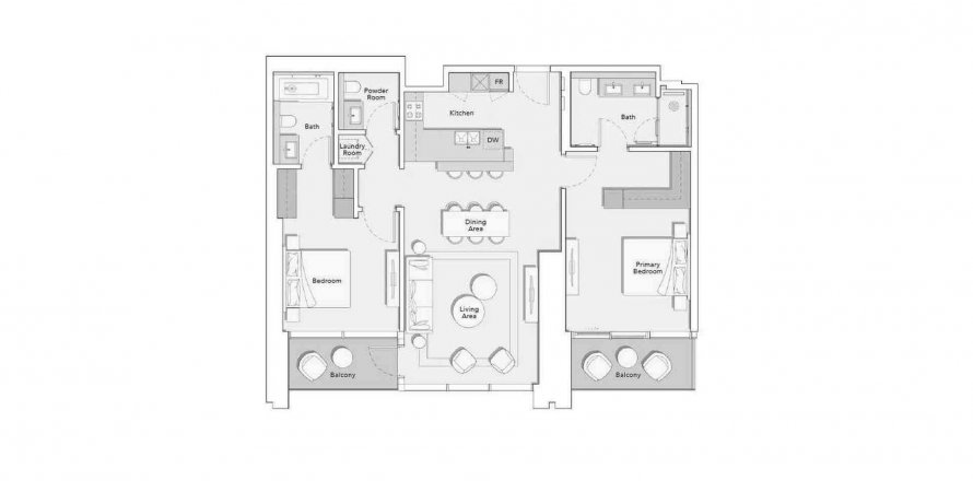Apartman u ONE RIVER POINT u Business Bay, Dubai, UAE 137.52 m2, 2 spavaćih soba Br. 413759