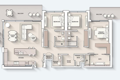 Huoneisto Dubai, Arabiemiraatit 1 makuuhuone, 76 m2 № 704512 - kuva 17