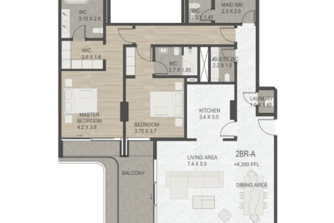 Huoneisto Palm Jumeirah, Dubai, Arabiemiraatit 1 makuuhuone, 237 m2 № 689899 - kuva 2