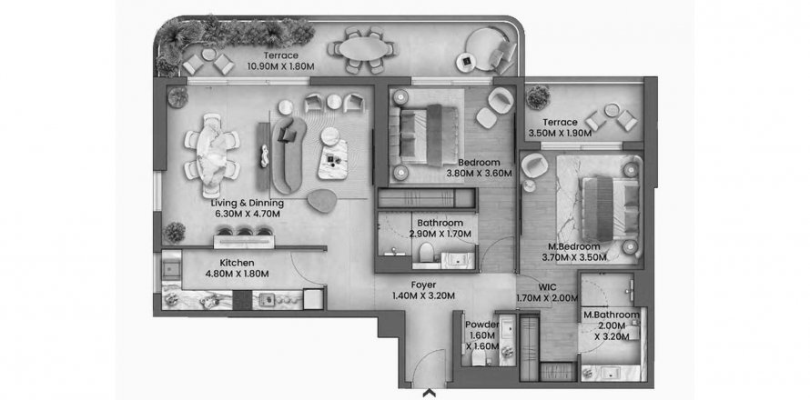 Apartemen di Talea di Maritime City, Dubai, UEA 2 kamar tidur, 136 m2 nomor 628869