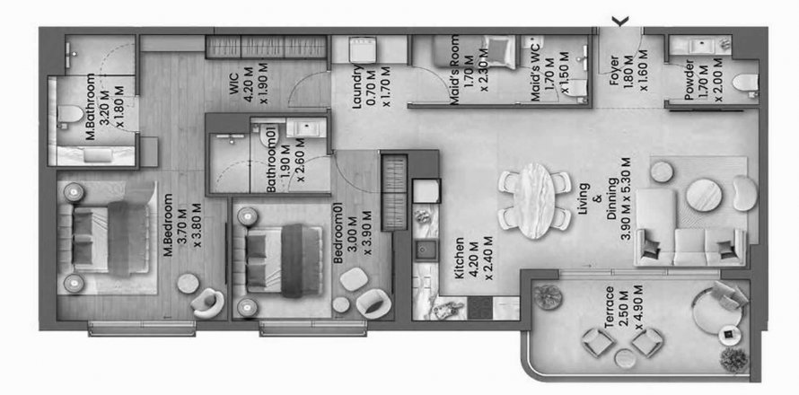 Maritime City、Dubai、UAEにあるマンション 2ベッドルーム、122.04 m2 No628870