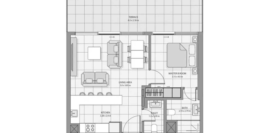 Apartmen di The Icon Tower di Yas Island, Abu Dhabi, UAE 1 bilik tidur, 89.84 meter persegi № 758301