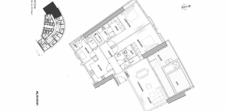 Apartman u HARBOUR LIGHTS u Maritime City, Dubai, UAE 190.55 m2, 2 spavaćih soba Br. 307690