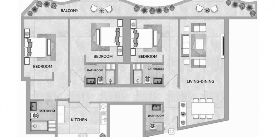 Leilighet i Al Helio, Ajman, Emiratene 3 soverom, 172.45 kvm nr. 575979