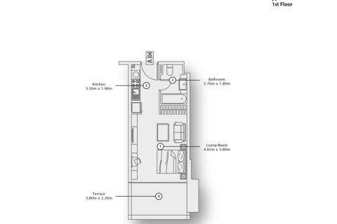 Apartment til salg i Al Furjan, Dubai, UAE 1 soveværelse, 77 kvm № 728646 - foto 7
