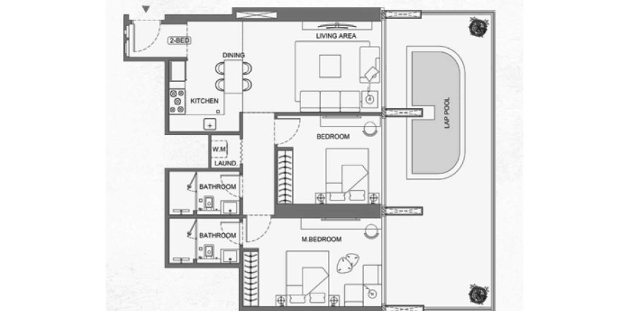 Jumeirah Village Triangle, Dubai, UAE의 아파트 침실 2개, 89제곱미터 번호 694443