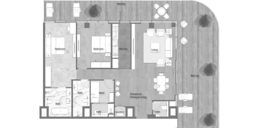 Apartament na Yas Island, Abu Dhabi, ZEA 2 sypialnie, 194.35 mkw. nr 193661