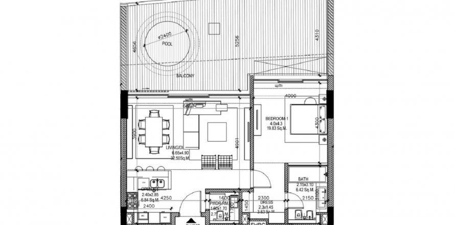 Floor plan «1BR», 1 bedroom, in SEASIDE HILLS