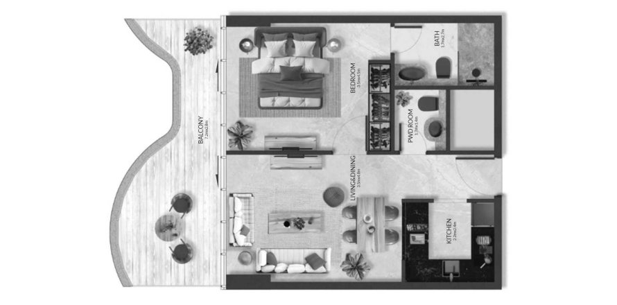 Apartament në Aqua Maya në Al Marjan Island, Ras Al Khaimah, Emiratet e Bashkuara Arabe 1 dhomë gjumi, 65 m2. № 645980