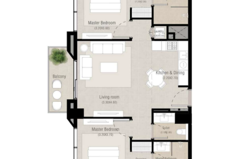 Apartemen di Town Square, Dubai, UEA 1 kamar tidur, 63 m2 nomor 689975 - foto 4