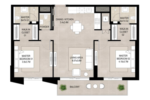 Apartman u gradu Town Square, Dubai, UAE 1 spavaća soba, 67 m2 Br. 689973 - Slika 4