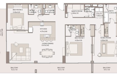 Lägenhet till försäljning i Dubai, UAE 1 sovrum, 105 kvm Nr. 704555 - fotografi 19
