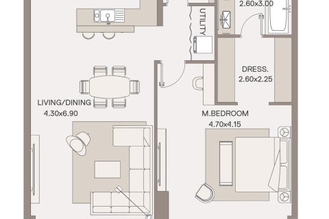 Lägenhet till försäljning i Dubai, UAE 1 sovrum, 105 kvm Nr. 704555 - fotografi 15
