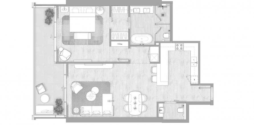 Apartment floor plan «1BR», 1 bedroom in Kempinski Marina Residences