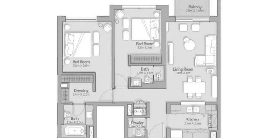 Apartamento em Dubai South (Dubai World Central), Dubai, EAU 2 quartos, 114.27 m2 № 715030