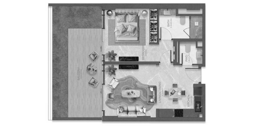 Apartment in La Perla in Al Marjan Island, Ras Al Khaimah, UAE 1 bedroom, 70 sq.m. № 646019