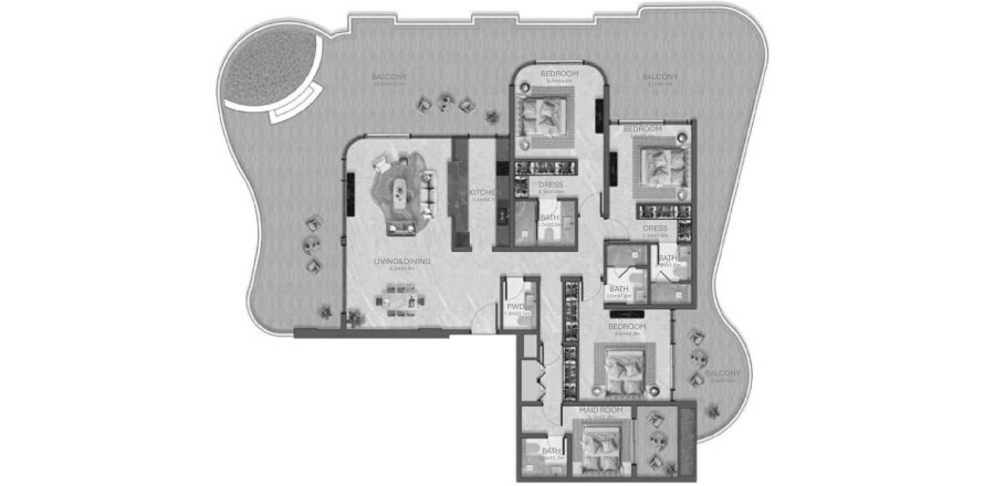 Apartament în Al Marjan Island, Ras Al Khaimah, EAU 3 dormitoare, 338 mp.  №646027