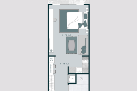 Apartmán v Jumeirah Village Circle, Dubai, SAE 1 spálňa, 43 m2 č. 732743 - Fotografia 5