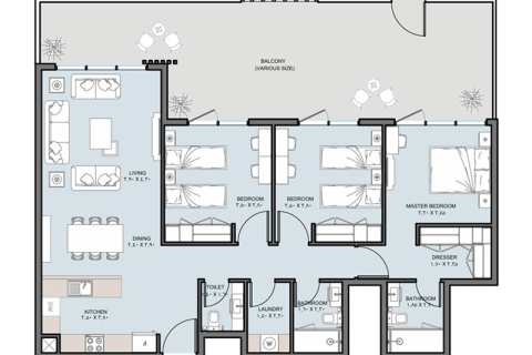 Apartemen di Al Reem Island, Abu Dhabi, UEA 1 kamar tidur nomor 732793 - foto 9