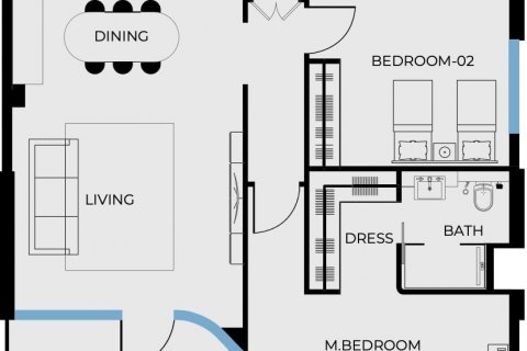 Apartemen di Coastal Haven di Deira, Dubai, UEA 2 kamar tidur, 111.55 m2 nomor 575938 - foto 9