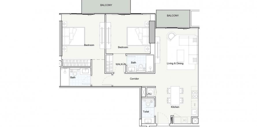 Apartment in ONE PARK CENTRAL in Jumeirah Village Circle, Dubai, UAE 2 bedrooms, 98.11 sq.m. № 449140