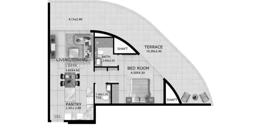 Leilighet i Al Satwa, Dubai, Emiratene 1 soverom, 101.17 kvm nr. 711337